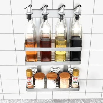 

Multi-function household storage rack 304 stainless steel non-porous wall hanging kitchen pull basket spice rack wx8071110