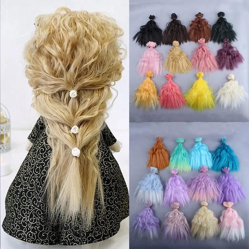 

Hot sell Rowley SD BJD doll wig material modification with corn perm 15*100cm high temperature fiber diy hair curtain