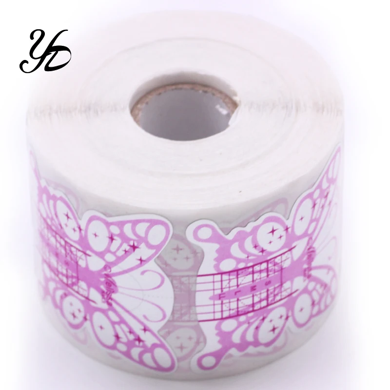 

1roll 500pcs Butterfly Nail Form Self-adhesive Nail Art Guide Strong Forms Holder Extension Sticker for Acrylic UV Gel Manicure