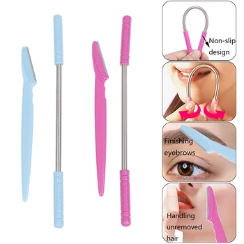 

Women Facial Hair Remover Razor Face Epilator Depilatory Spring Face Threading Tool Eyebrow Cutting Makeup Knife Makeup Tools