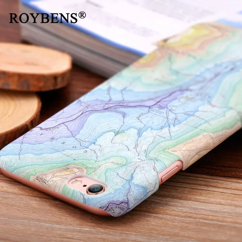 Roybens Cute Marble Map Hard Case For iPhone 6 / 6S Slim Matte Scratch-proof PC Back Cover Plus 5 5S SE |