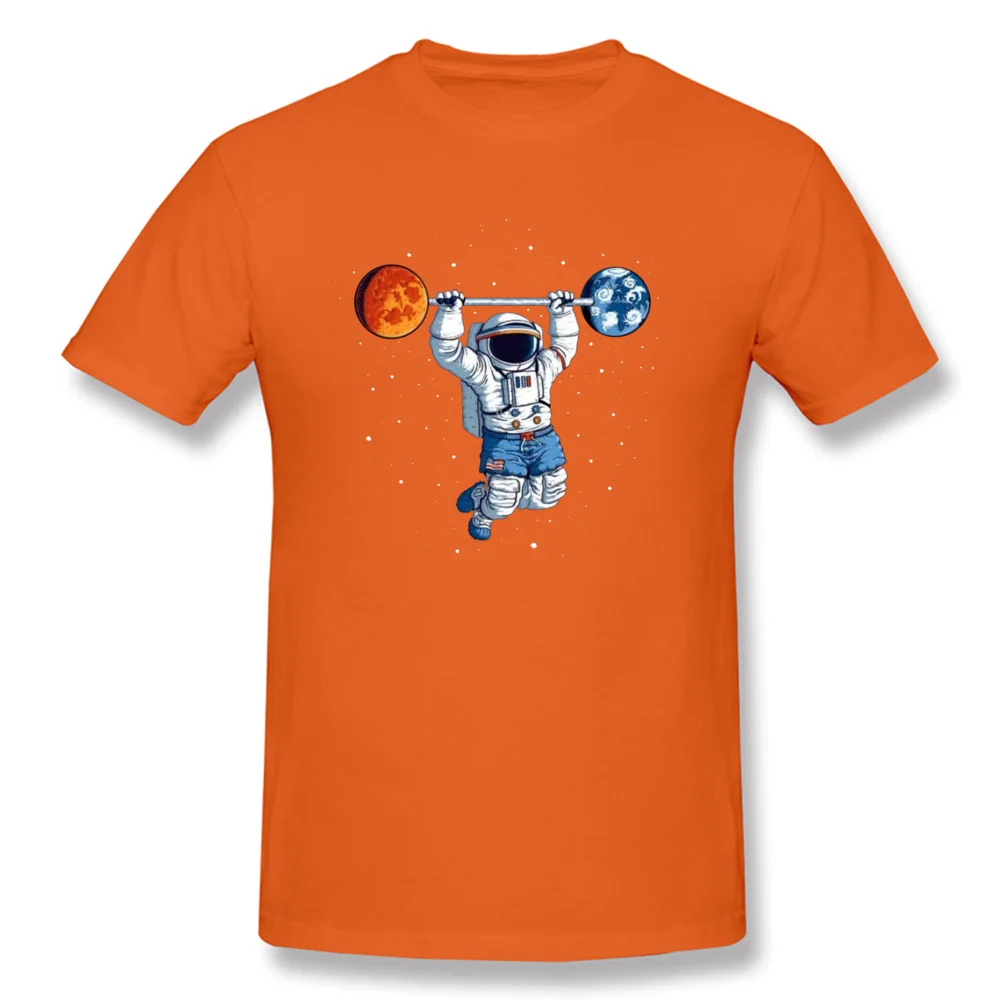 Spaceman-Weight-Lift190617 Oversized Men T-Shirt Crewneck Short Sleeve Pure Cotton Tops Shirt Family Tops T Shirt Spaceman-Weight-Lift190617 orange