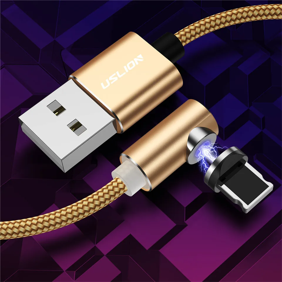 USLION Магнитный кабель Micro usb type C для зарядки iPhone XS Max 8 7 магнит 1 м кабель для зарядки телефона для samsung huawei Xiaomi