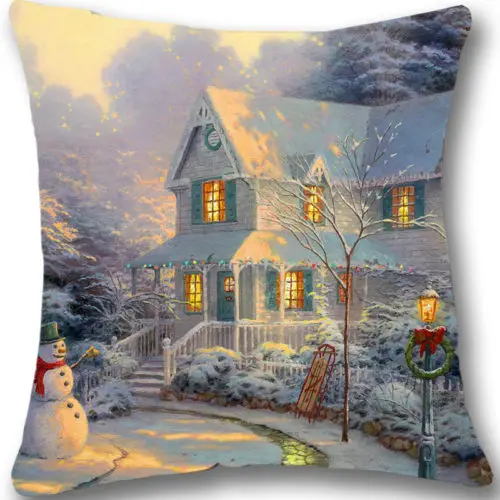 

New Christmas Custom Cushion Cover 18" Christmas Decorative Throw Pillow Case Snowman Pillowcase Xmas Decoration Gift Two Sides