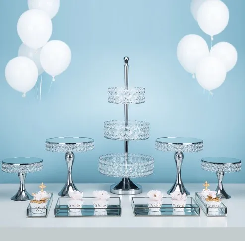 

9pcs cupcake bakeware set cake stand set cake barware decorating tools with crystal