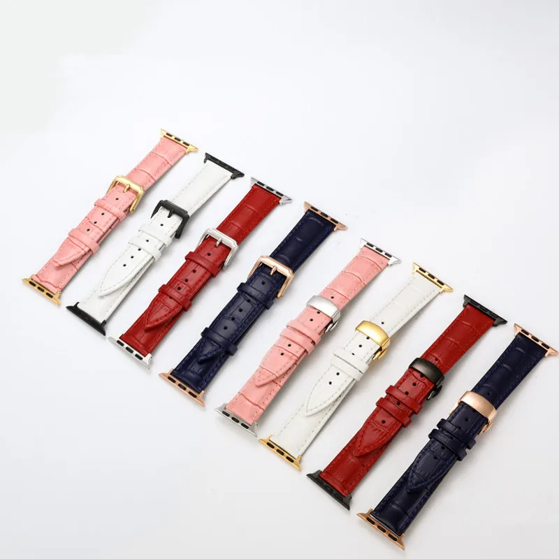 

Straps for Apple Watch Leather Band for iWatch Butterfly Buckle Strap Bracelet for Apple Watch 4 44mm 38mm 42mm 40mm Bands
