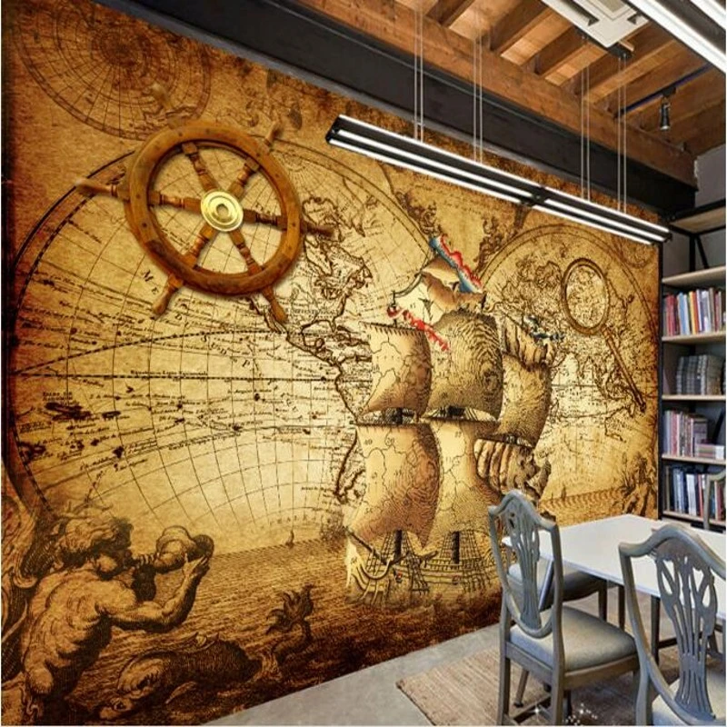 Beibehang 大型カスタム壁紙レトロヨット世界地図テーマ壁画背景家の装飾のリビングルームの壁 Custom Wallpaper Wallpaper Worldworld Wallpaper Aliexpress