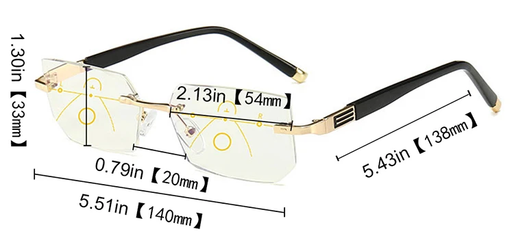 SOOLALA, без оправы, прогрессивные очки, Мультифокальные очки для чтения, анти-синий светильник, очки, алмазная резка, очки для дальнозоркости