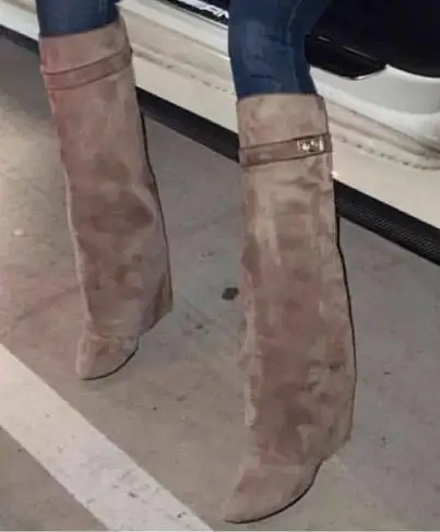 Botas Tamaño Mujer as Beige Picture De Picture Más Alta Tiburón Plus Plegable Nuevos Cuña As Colores Tacón Invierno Cinturón Del Gamuza Muslo Cerradura R7xtwU1a