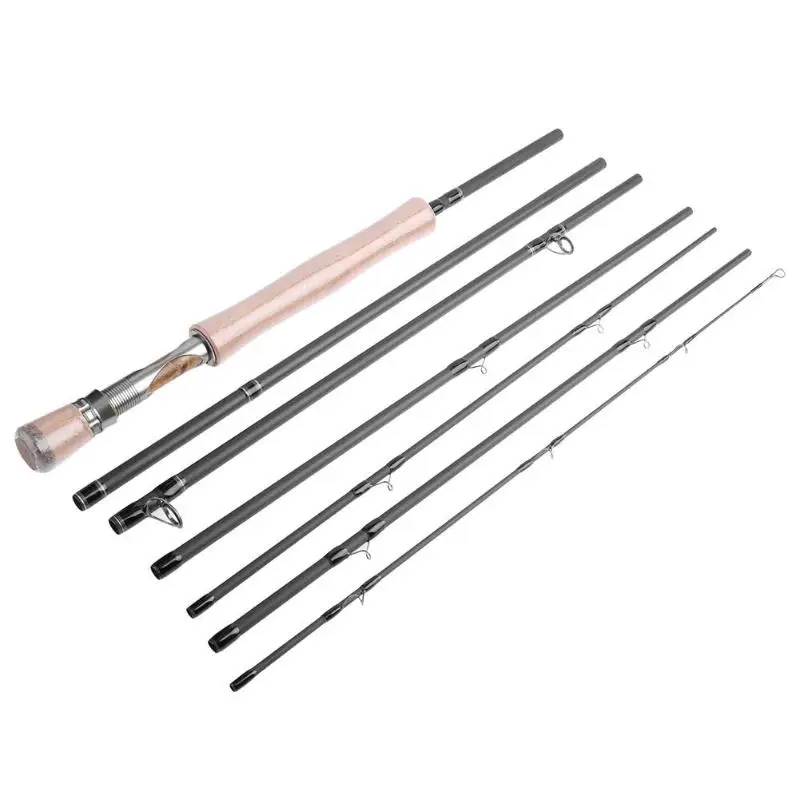 

Carbon Fishing Rod 7 Sections Detachable Portable Lightweight Carbon Fiber Fishing Pole 2.7m Fly Fishing Tackle with Rod Bag
