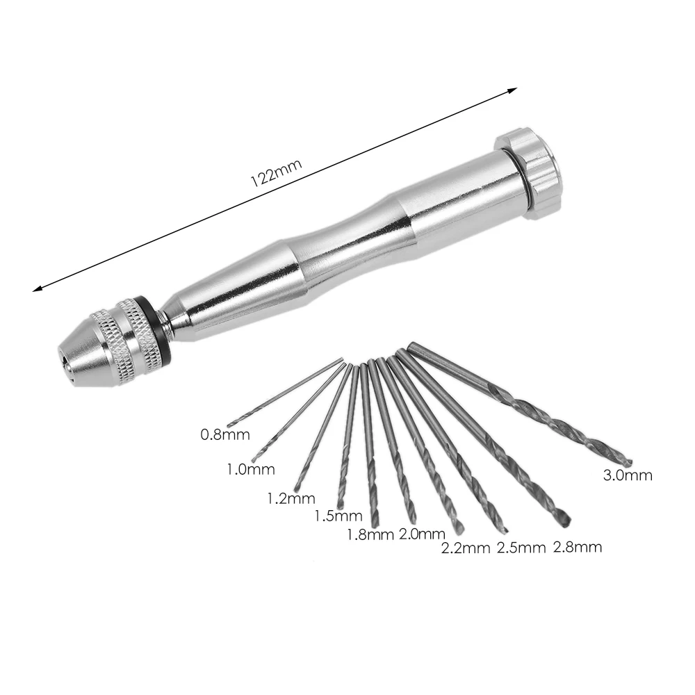 0,3-3,5 мм набор ручных сверл+ 10 шт высокоскоростных стальных сверл набор сверл перфоратор держатель сверла ручное сверло маленький штырь тиски