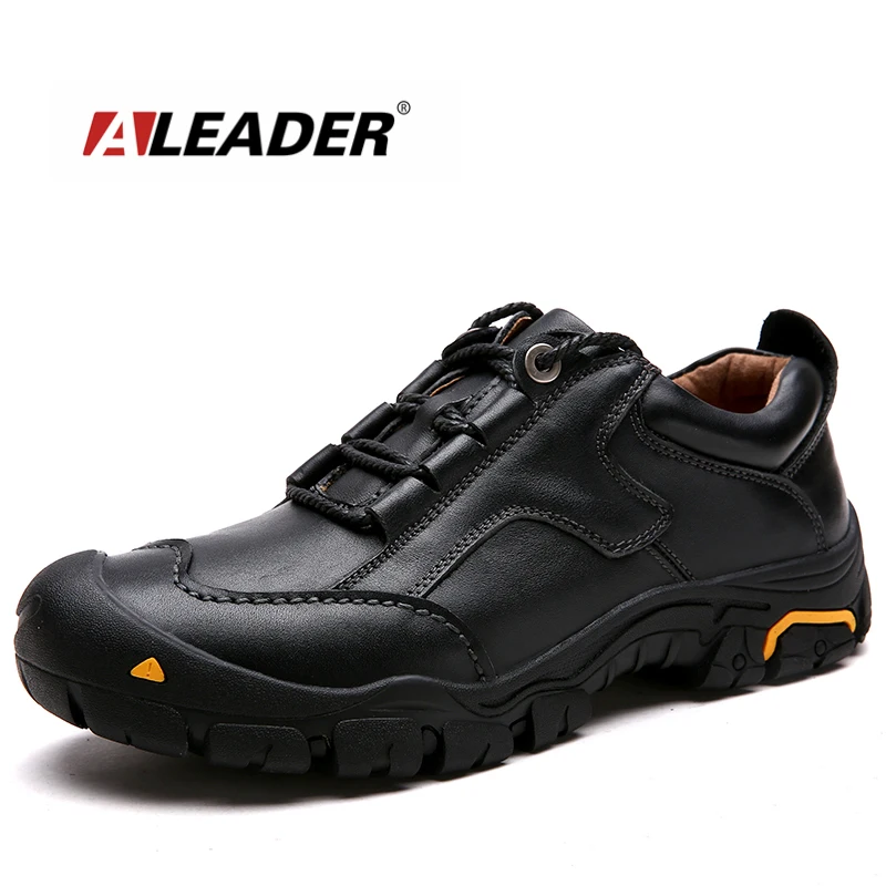 ALEADER Durable Mens Safety Shoes Genuine Leather Oxford Shoes ...