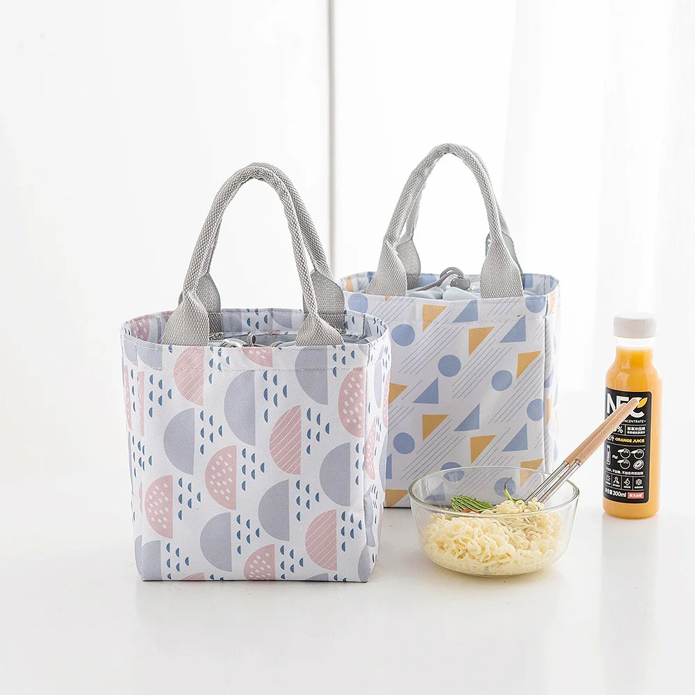 

Fresh Insulation Thermal Portable Lunch Bag Canvas Fruit Waterproof Convenient Kid Leisure Bag Cute Picnic Printing Bags