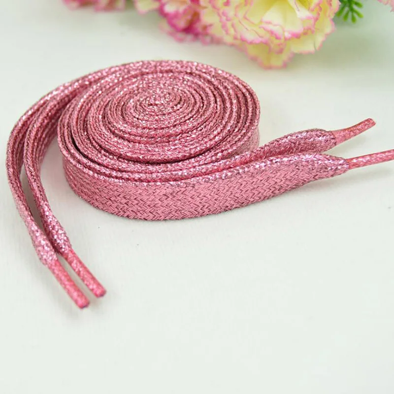 1 Pair Glitter Flat Shoelaces Shiny Gold Silver Thread Shoe Laces Sparkly Bootlaces Colors Shimmering 110cm Shoe Laces Colored