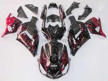 

Red flame black Fairing kit FOR KAWASAKI NINJA ZX-14R ZZ-R1400 06-09 ZZR1400 ZX 14R 06 07 08 09 ZX 14R 2006 2007 2008 2009 #SI8S