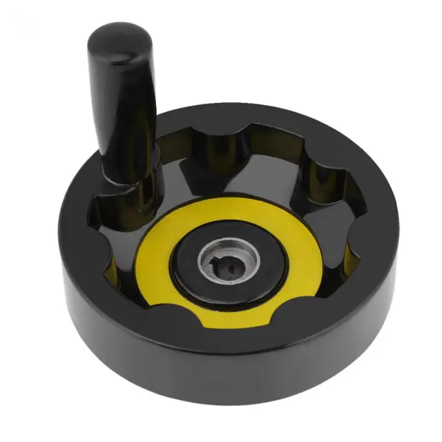 1Pcs Revolving Handle Hand Wheel Lathe Milling Machine Inside Ripple Hand Wheel W/ Revolving Handle Grip Plastic 12 x 125mm
