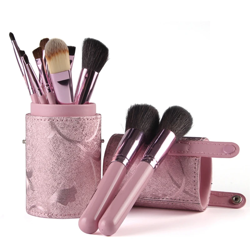 

2017 New 12pcs Synthetic Hair Blending Foundation Brush Set  with Cylinder Case Professional High Quality Makeup Brush Set