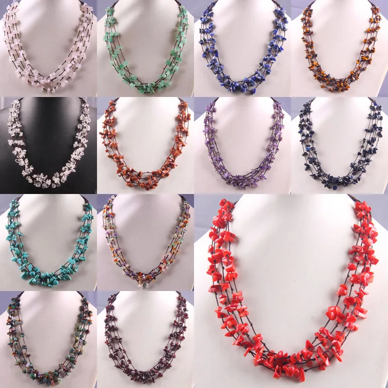 deep red stone necklace Garnet gemstone crystal chip necklace healing stone necklace AMWH1 16 gemstone necklace