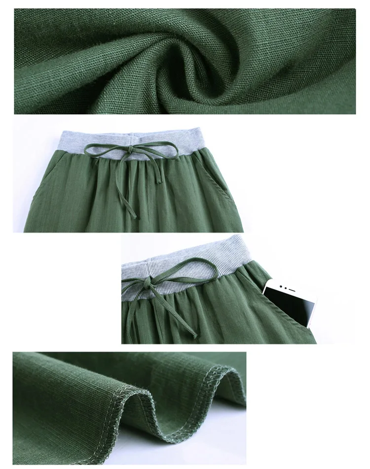 Women's Pants Wide Leg Linen Pants High Waist Tie Waist Ladies Trousers 2018 Summer OL Pants Long Culottes Pants Plus Size      16