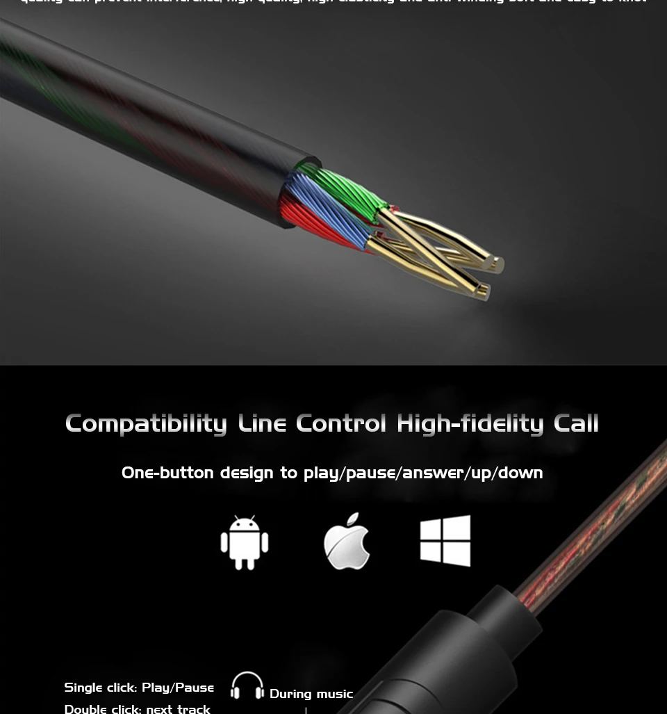 Earphones Dual Driver With Microphone Hifi Headset Stereo Bass Sport Headphone Wired Earphone For Phone Stereo Mic For iPhone  (21)