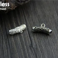 Uglyless реального 925 пробы серебряные трубы Бисер аксессуары ювелирные изделия DIY Этническая трубы изделий ручной работы резные шарики цветка Bijoux