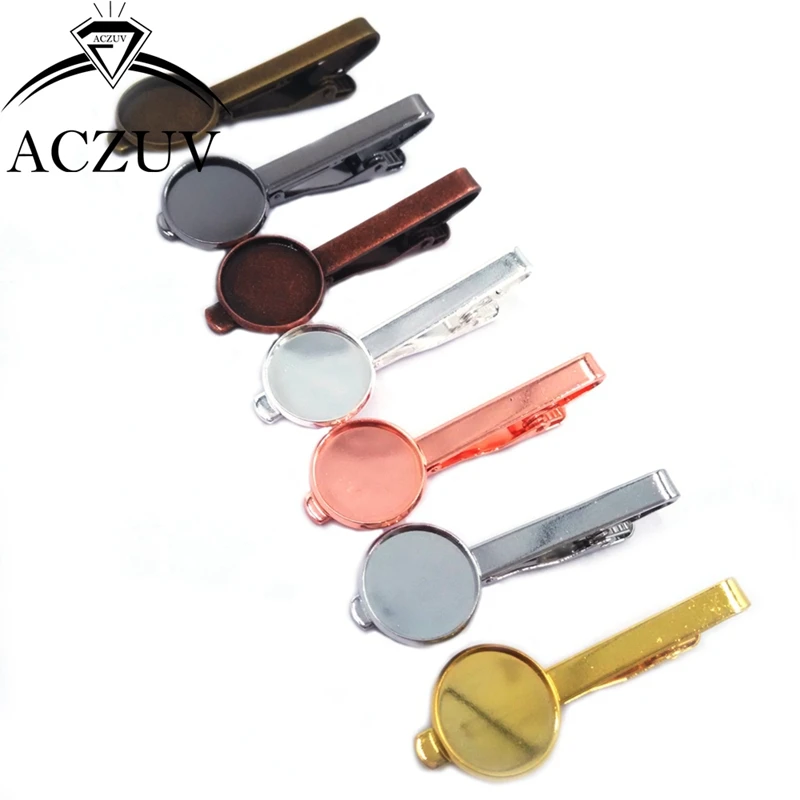 50pcs Copper Metal 16mm 18mm 20mm Round Bezel Blank Tie Clips Base Gem Glass Cabochon Setting Cameo Tray Necktie Bar TCB001 | Украшения и