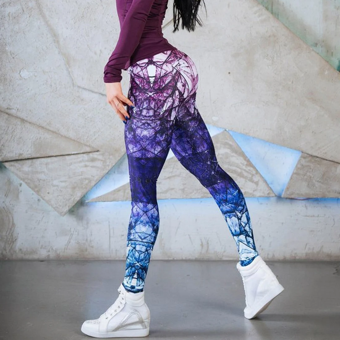 2019 г. пикантные штаны с высокой талией для женщин спортивные штаны Горячая печатных Спорт фитнес Штаны тренировочные брюки
