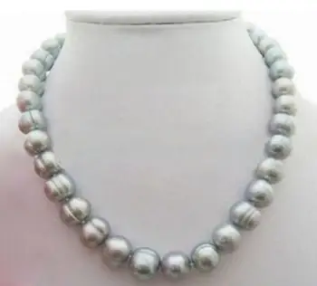 

Beautiful AAA 9-10mm Natural baroque gray pearl necklace 18 inch 36" Yellow CLASP