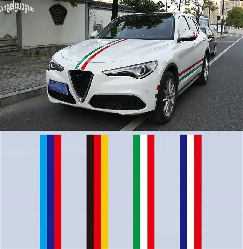 4 styles Flag Glue For Alfa Romeo Giulia Stelvio 2017 2018 accessories Car Badge Cover Body Sticker M Power Sport Car styling