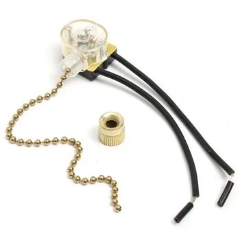 

New Universal Ceiling Fan Switch Wall Lamp Light Replacement Retro Pull Chain Cord Switch Button 3A/250V 6A/125V