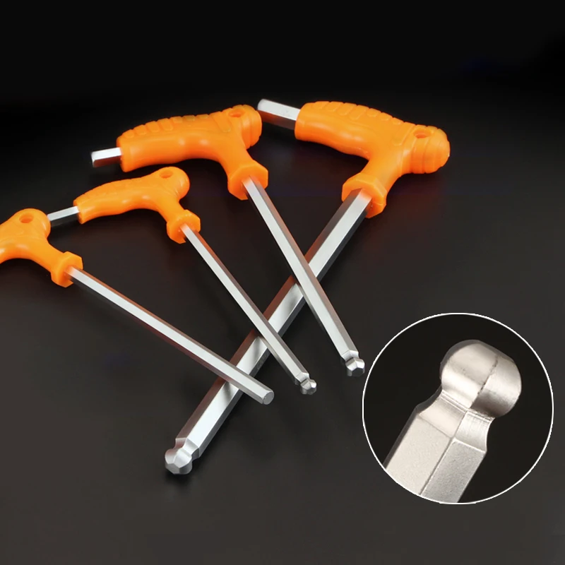 

High-carbon Steel Inner Hexagon Wrench Two Way T-handel Ball Point Hex Key Wrench Spanner 2.5/3/4/5/6/8mm Metric