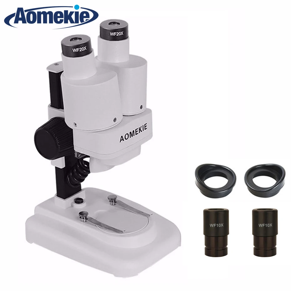 comprar Microscópio Estéreo Binocular AOMEKIE 20X 40X Acima Luzes LED PCB Solda Ferramenta de Reparo Do Telefone Móvel Assistir Mineral Microscopio