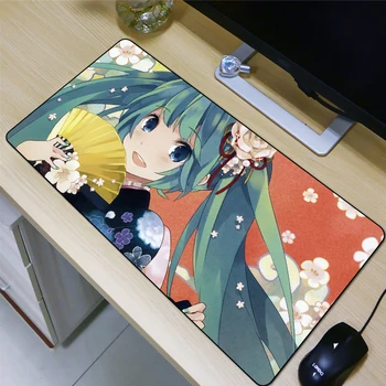 

QQQRGB 80X40cm Large size mouse pad Japanese kimono girl Lovely and beautiful little girl Natural harmless rubber materials mats