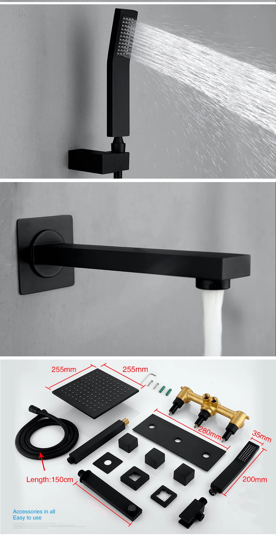 GAPPO смеситель для душа черный настенный хромированный душевой набор ...