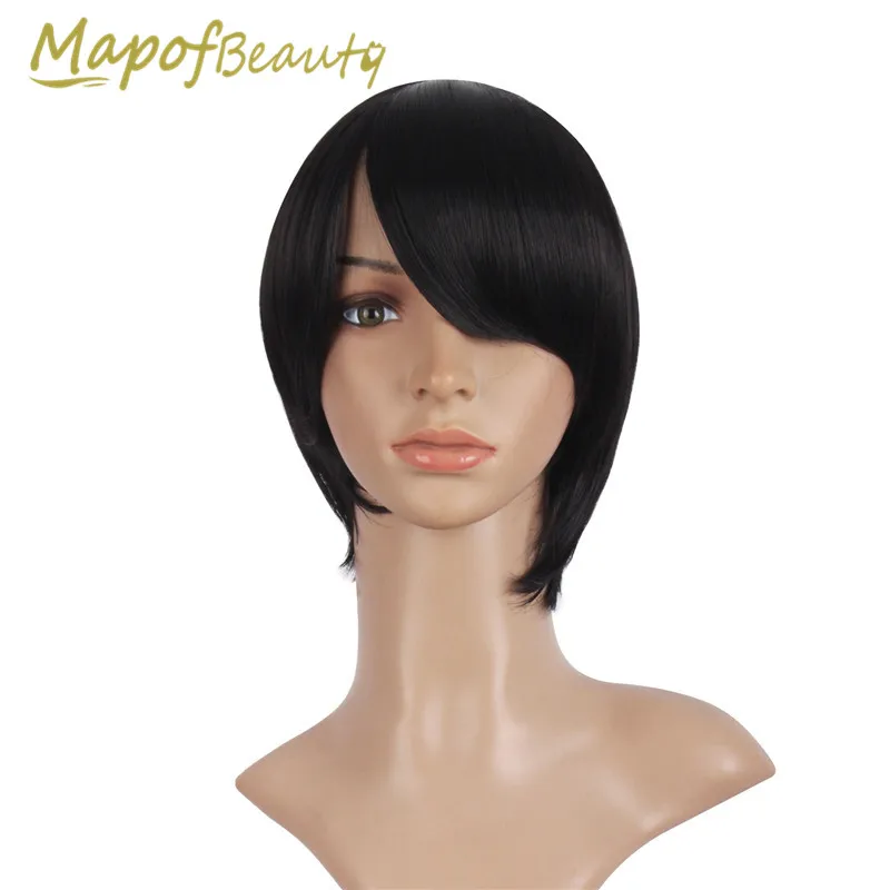 Synthetic Short Straight Wigs For Women Men High Temperature Fiber