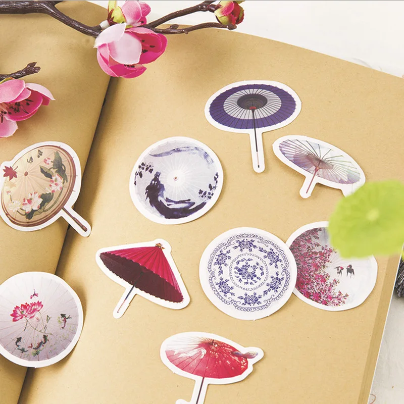 

45 Pcs/box umbrella Mini Paper Decoration DIY Scrapbook Notebook Album seal Sticker Stationery Kawaii Girl Sticker