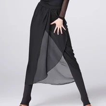 Штаны для бальных танцев, латинских танцев, женская черная сетчатая пряжа с кисточками, женская одежда для занятий танцами, одежда для самбы, Танго, сальсы, брюки DNV10170