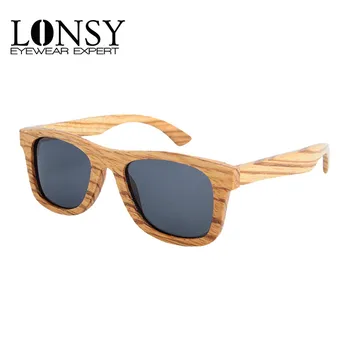 

LONSY Fashion Handmade Wood Sunglasses Women Polarized Vintage Brand Design Square Bamboo Glasses Men oculos de sol masculino