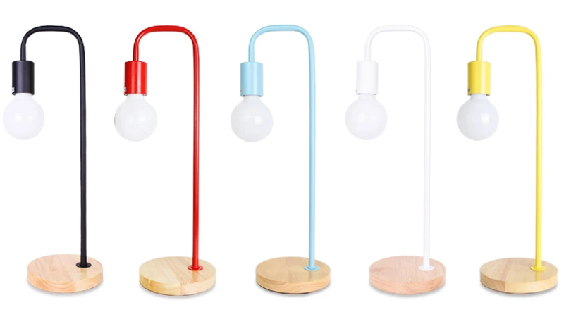 Nordic Modern Wood Desk Lamp Bedroom Bedside Wooden Table Lamps Muliticolor Simple Metal Table Fixtures Room Decor Lighting (1)