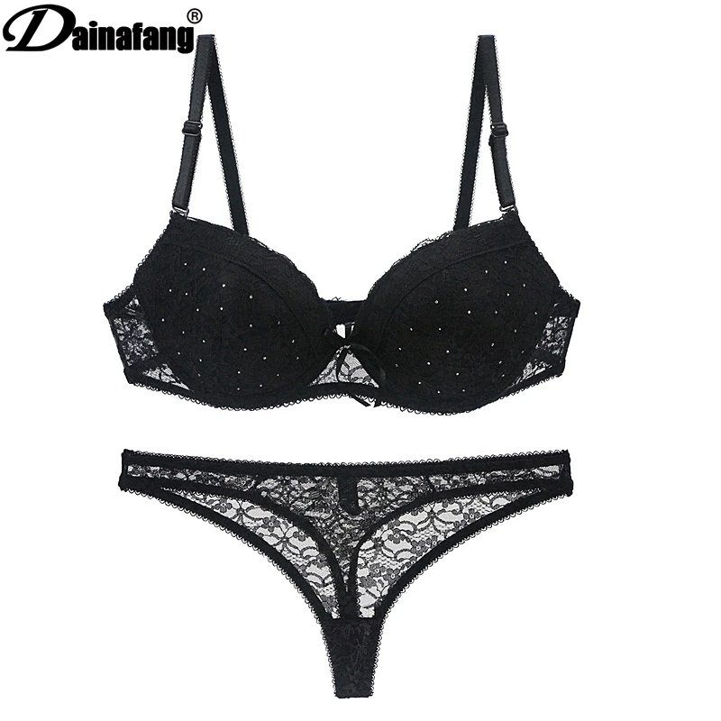 

VS Brand Sexy Lace Drill Bra Set Fashion 3/4 Cup Cotton Adjusted Push Up Bra High Quality Womens Bras And Underwear Sets T31108#