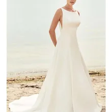 Белые атласные богемные свадебные платья, открытая спина, открытая спина, длина до пола, пляжные свадебные платья, высокое качество