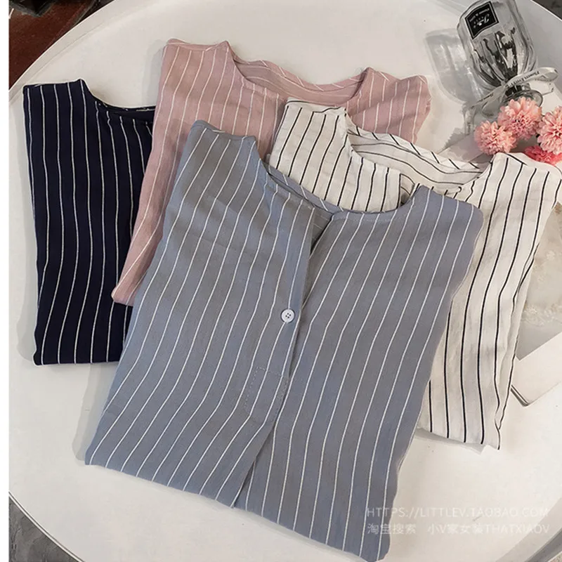 

V Neck Striped Women Summer Shirts and Blouses Plus Size M-4XL Casual Loose Fashion Tops 2019 Ladies OL Clothing Dropshipping