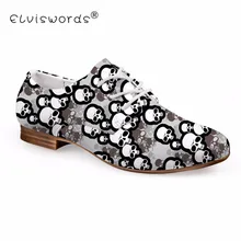 ELVISWORD/Женская обувь на плоской подошве с рисунком черепа; женские оксфорды; удобная обувь для девочек; милая кожаная обувь; scarpe donna