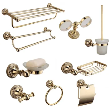 

Antique bathroom accessories solid brass square basket hanging luxurious bathroom hardware suit J306