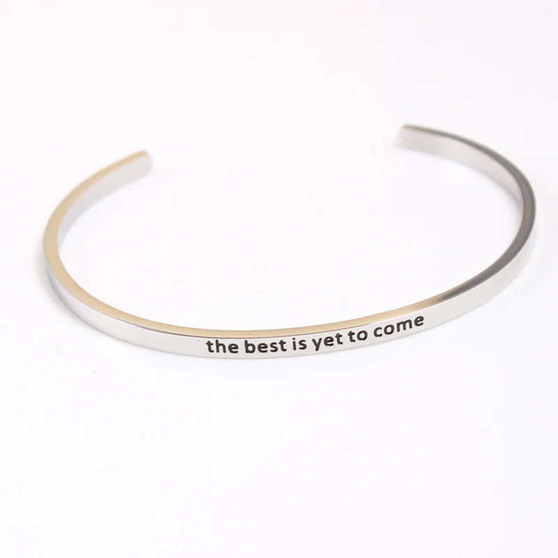 

2018 Quotes Stainless Steel Mantra Bangle Inspirational Bracelet Mantra Bracelet Open Cuff Bangle 16 Messages for Choosing