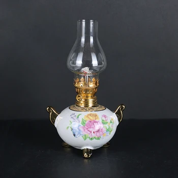 

2019 Chinese Style Best Selling Decorative Lights High Vintage Glass Kerosene Lamp Chinese Pottery Camping Candlesticks Home