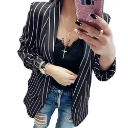 2019 осень женский костюм куртка в полоску блейзеры с длинным рукавом OL Работа дамы повседневное пальто Верхняя одежда женские туники