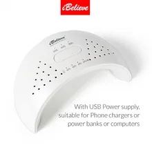 IBelieve 12 Вт двойная светодиодная УФ-лампа для ногтей Гель-лак отверждаемый светильник с нижней лампой для ногтей Мини Портативный USB кабель лампа