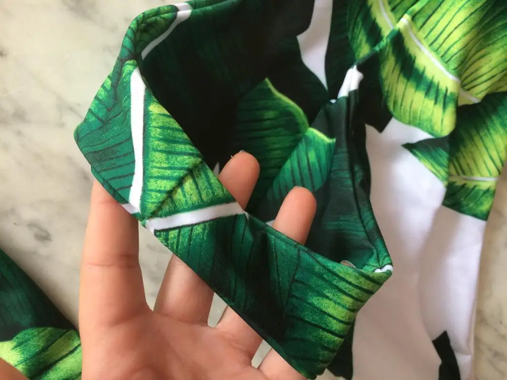 2018 Sexy Strappy Bikini Bandage Swimwear Leaves Tropical Swimsuit Retro Bikini Set Brazilian Bikinis Women Bathing Suit E968
