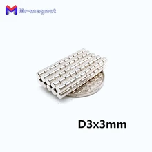 500 шт. 3 мм x 3 мм магнит 3x3 супер сильный Неодимовый Диск 3x3 мм магниты N35, 3*3 постоянный магнит D3x3 Нео димиевый диаметр 3*3 мм